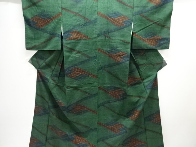 JAPANESE KIMONO / ANTIQUE KIMONO / sYOHEN TSUMUGI / WOVEN GEOMETRIC